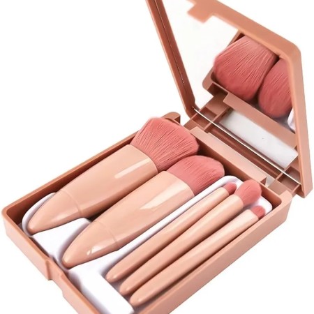 5 PCS Mini Makeup Brushes With Mirror