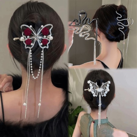 SNAKE AND BUTTERFLY HAIR CLIP(2 PCS)