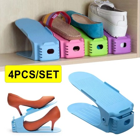 (4 Pcs)Double Layer Shoe Frame (চার জোড়া জুতা রাখতে পারবেন)
